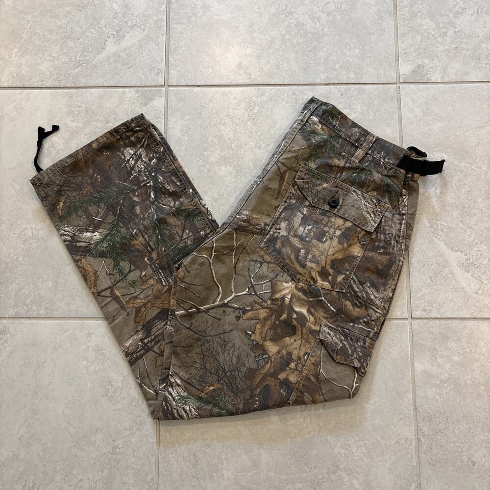 Scentblocker Pants Mens XL Adjustable Zip Realtree Camo Cargo Hunting 30” In